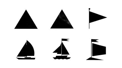 Maritime Signal Flags Black Solid Silhouette Icon Collection Illustrazione stock