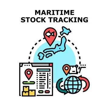 Maritime stock tracking concept with global logistics system Stock Illustration