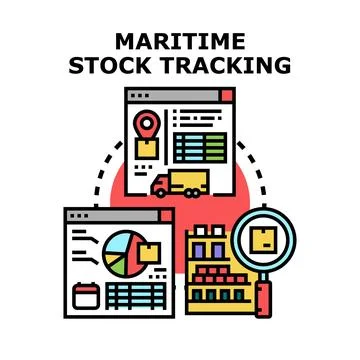 Maritime stock tracking system managing logistics and inventory Illustrazione stock