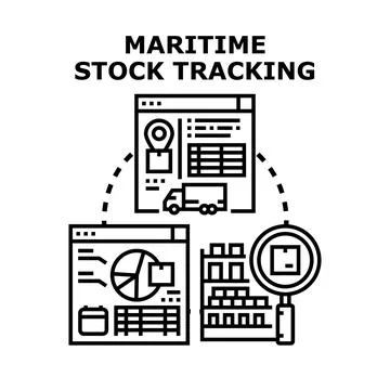 Maritime stock tracking system managing logistics and inventory Stock Illustration