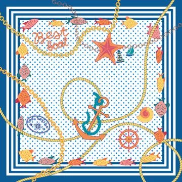 Maritime symbols pattern Stock Illustration