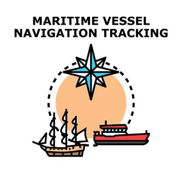 Maritime vessel navigation tracking system concept illustration 스톡 일러스트