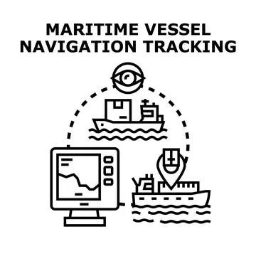 Maritime vessel navigation tracking system monitoring shipping boat Illustrazione stock