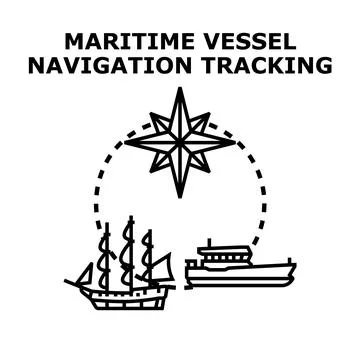 Maritime vessel navigation tracking system concept illustration Stock Illustration