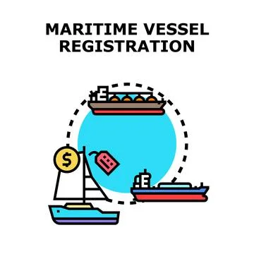 Maritime vessel registration process and ownership concept Stock Illustration