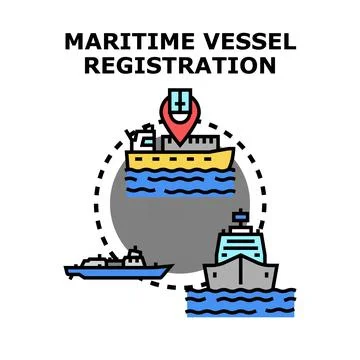 Maritime vessel registration process with navigation concept Stock Illustration