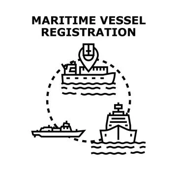 Maritime vessel registration process with navigation concept Stock Illustration