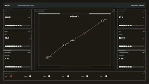 Maritime Waypoint Navigation HUD Seamless Loop Stock Footage 342151304