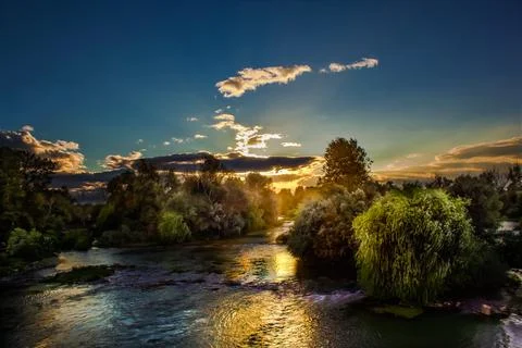 Maritsa river in the evening Stock Photos