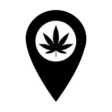 Mariuhana leaf symbol, pointer marijuana or hemp icon, cannabis medical sign, Stock Illustration