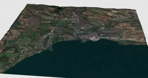 Mariupol south to north map with 3d relief 4K satellite ground height Stock Footage 217544766