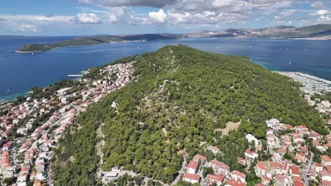 Marjan Hill Overlooking Split City and the Adriatic Sea Stock Footage 327042920