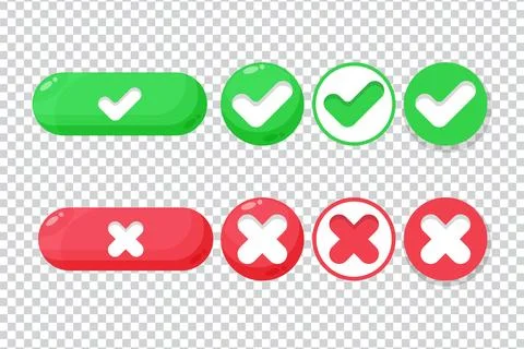 Mark and cross buttons set on blank background Stock Illustration