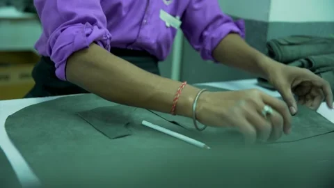 Mark and design black raw leather manufacturing in factory Stock Footage 202461669
