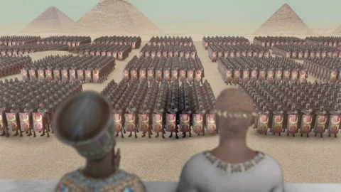 Mark Antony and Cleopatra Looking over a Roman Legion Stock Footage 130504171