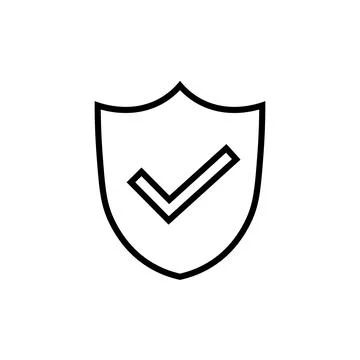 Mark approved icon. Shield line icon with tick Stock Illustration