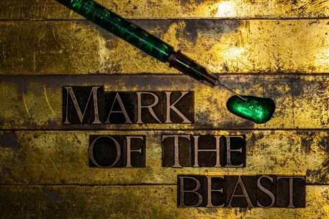 Mark Of The Beast with neon green fluid and syringe Stock Photos