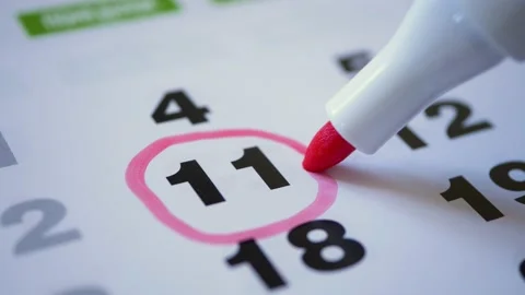 Mark on the calendar at 11. Save the date. Stock Footage 155154618