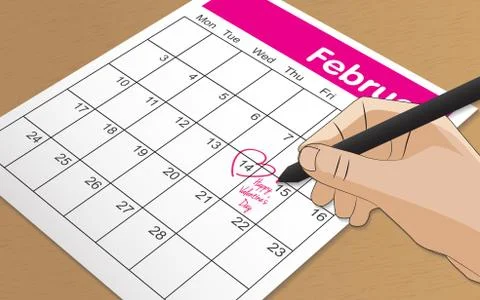 Mark on the calendar at 14 feb イラスト素材