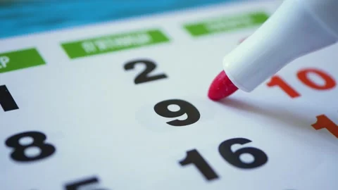 Mark on the calendar at 9, Save the date. Stock Footage 155154977