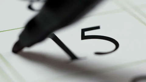 Mark in the calendar, the fifteenth number, significant date Stock Footage 99163845