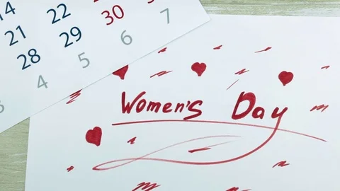 Mark in the calendar on March 8 Stock Footage 85092636