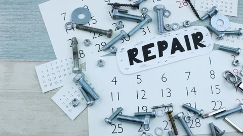 Mark in the calendar for repair Stock Footage 86723116