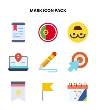Mark Flat Bundle Icons Pack Stock Illustration
