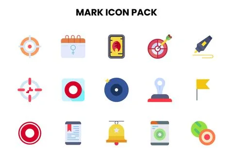 Mark Flat Icons Pack Stock Illustration