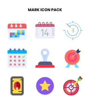 Mark Flat Scalable Icons Pack Stock Illustration