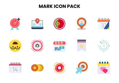 Mark Flat UI Icons Pack Stock Illustration