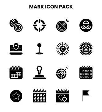 Mark Glyph Vector Icons Pack Stock Illustration