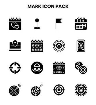 Mark Glyph Vector Icons Pack Stock Illustration