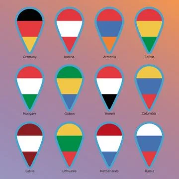 Mark icon with flags, pointers Stock Illustration