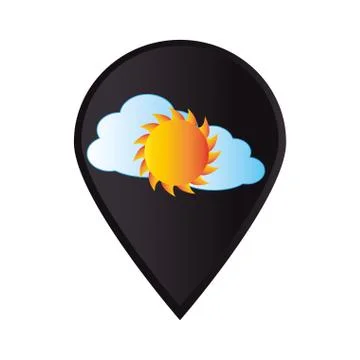 Mark icon pointer gps with cloud and sun Illustrazione stock