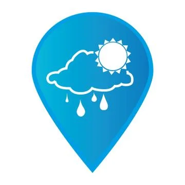 Mark icon pointer gps with silhouette rainy cloud and sun icon イラスト素材
