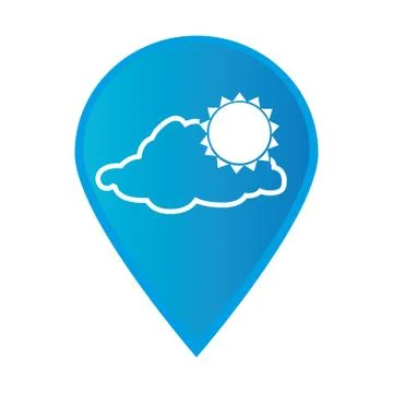 Mark icon pointer gps with silhouette cloud and sun icon イラスト素材