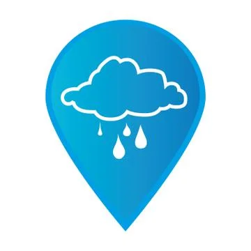 Mark icon pointer gps with silhouette rainy cloud icon Illustrazione stock