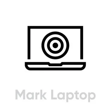 Mark Laptop Target icon. Editable line vector. Stock-Illustration
