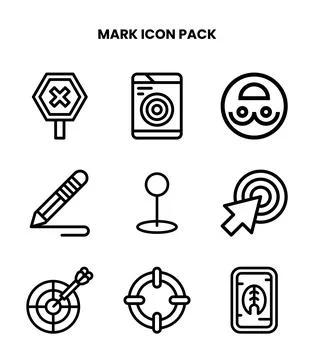 Mark Line Set Icons Pack Stock Illustration
