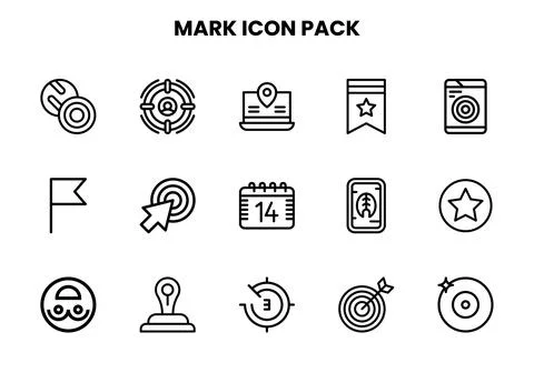 Mark Line Vector Icons Pack Stock Illustration