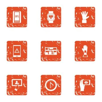 Mark the map icons set, grunge style Ilustración de archivo