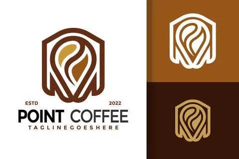 Mark Point Coffee Logo Design Vector Illustration Template Stock Illustration