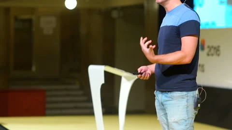 Mark Pollard Speaking on the Stage of IT Conference Stock Footage 68636397