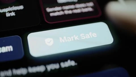Mark Safe button below fraud indicators Stock Footage 345502812