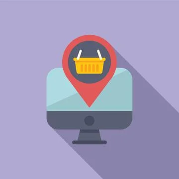 Mark store online icon flat vector. Computer app Illustrazione stock