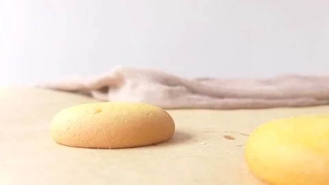 A mark on the table of a pineapple biscuit Stock Footage 146249805