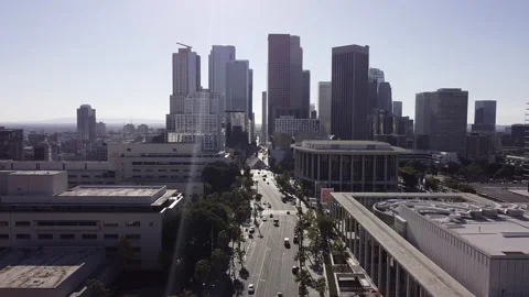 Mark Taper Forum Aerial Drone DTLA Downtown Los Angeles California USA 스톡 동영상 224920156