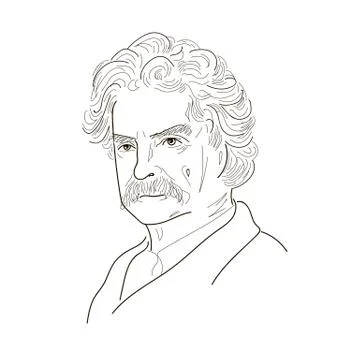 	Mark Twain. Sketch  Stock Illustration