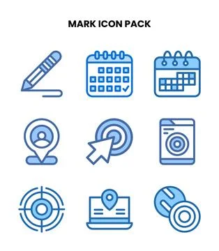 Mark Two Colour Bundle Icons Pack Stock Illustration